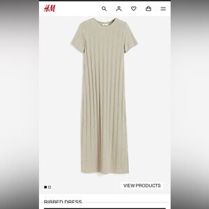 H&M Beige Ribbed Maxi Dress